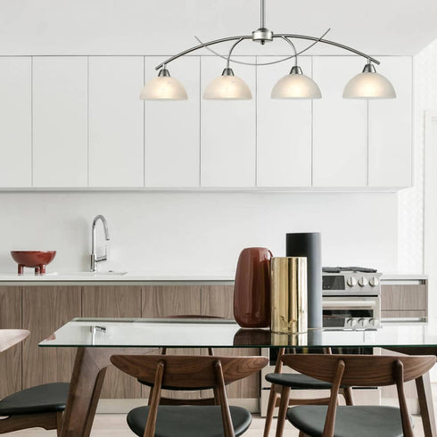 Modern 4-Light Kitchen Pendant Lighting, Brushed Nickel